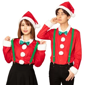 コスプレ クリスマス サンタ シャツ サンタシャツ ユニセックス レッド