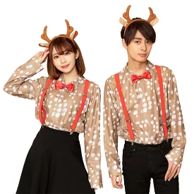 コスプレ クリスマス シャツ トナカイ トナカイシャツ ユニセックス ブラウン