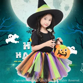 ハロウィン コスプレ 女の子 衣装 魔女 子供 コスプレ 仮装 キッズ スカート コスチューム 4点セット 洋服 ワンピース Halloween 姫系 カラフルドレス 変装 魔法使い キッズ 子どもドレス 女の子 悪魔 cosplay